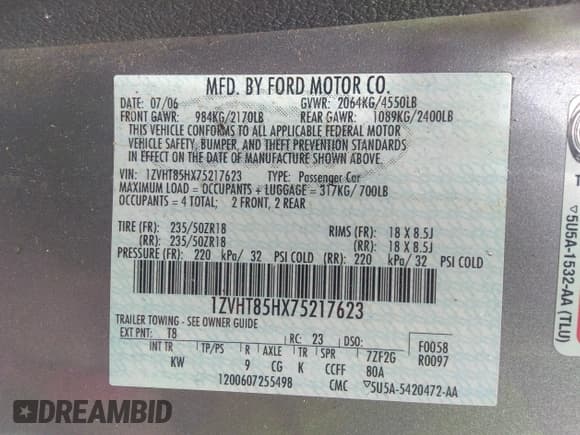 ✅ 2007 Ford Mustang GT Deluxe • VIN: 1ZVHT85HX75217623 • Lot: 42765903. Wystawiony na IAAI z przebiegiem 122 420 mil. Bezpłatny archiwum sprzedaży aukcyjnych z USA i szczegółowy raport historii pojazdu na DreamBid. Zdjęcie 9.