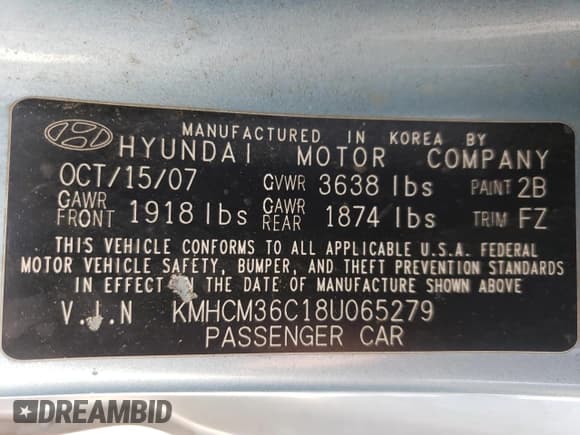 ✅ 2008 Hyundai Accent GS • VIN: KMHCM36C18U065279 • Лот: 88209375. Опубликован ранее на Copart с пробегом 203 760 миль. Бесплатный доступ к архиву аукционных продаж из США и подробный отчёт об истории автомобиля на DreamBid. Изображение 13.