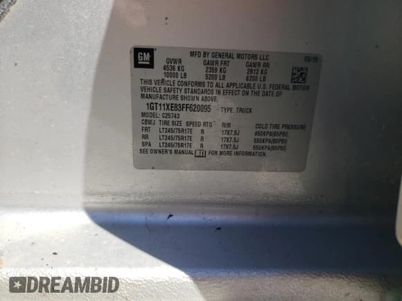 ✅ 2015 GMC Sierra 1500 • VIN: 1GT11XE83FF620095 • Lot: 77142554. Wystawiony na Copart z przebiegiem Nie podano. Bezpłatny archiwum sprzedaży aukcyjnych z USA i szczegółowy raport historii pojazdu na DreamBid. Zdjęcie 12.