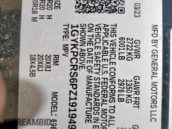 ✅ 2023 Cadillac XT6 FWD Premium Luxury • VIN: 1GYKPCRS6PZ191949 • Лот: 67711955. Опубликован ранее на Copart с пробегом 33 332 миль. Бесплатный доступ к архиву аукционных продаж из США и подробный отчёт об истории автомобиля на DreamBid. Изображение 13.