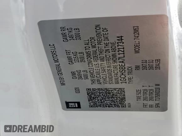 ✅ 2020 Chevrolet Colorado 2WD Work Truck • VIN: 1GCHSBEA7L1217344 • Lot: 94173355. Listed on Copart with 128,999 mi. Free auction sales archive from the USA and detailed vehicle history report at DreamBid. Image 12.