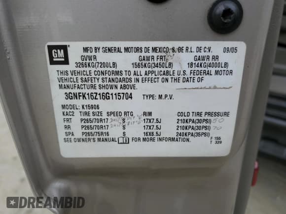 ✅ 2006 Chevrolet Suburban Z71 • VIN: 3GNFK16Z16G115704 • Лот: 52388955. Опубликован ранее на Copart с пробегом 274 722 миль. Бесплатный доступ к архиву аукционных продаж из США и подробный отчёт об истории автомобиля на DreamBid. Изображение 13.