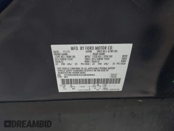 ✅ 2016 Ford Explorer XLT • VIN: 1FM5K8D83GGB40894 • Lot: 42215697. Listed on IAAI with 129,833 mi. Free auction sales archive from the USA and detailed vehicle history report at DreamBid. Image 9.