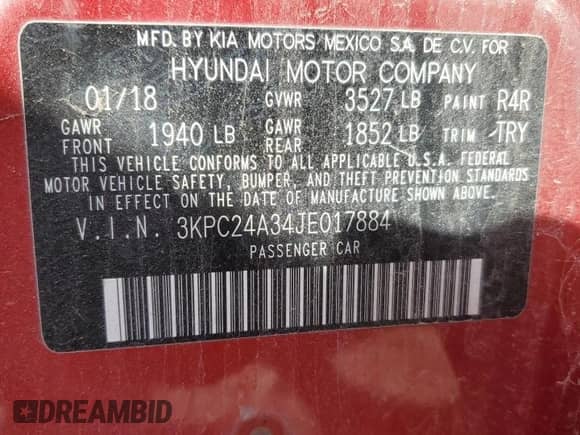 2018 Hyundai Accent SE with VIN 3KPC24A34JE017884, listed as a Copart auction lot 87042175 with 144,889 mi miles and Clean title. Bid and sale history available at DreamBid. Image 12.