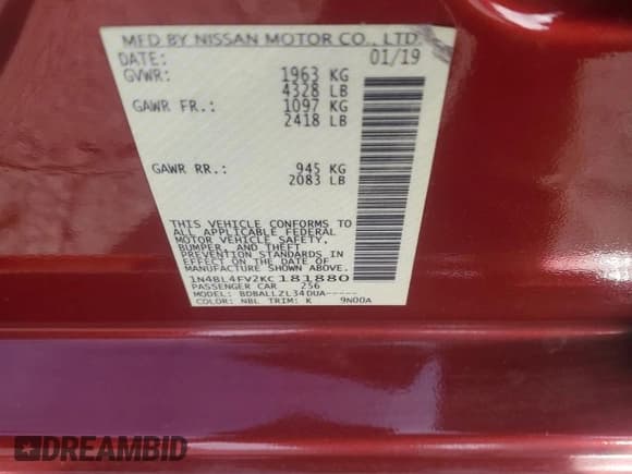 ✅ 2019 Nissan Altima Platinum • VIN: 1N4BL4FV2KC181880 • Лот: 90457385. Опубликован ранее на Copart с пробегом 90 365 миль. Бесплатный доступ к архиву аукционных продаж из США и подробный отчёт об истории автомобиля на DreamBid. Изображение 13.