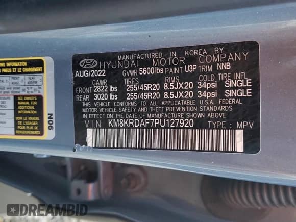 2023 Hyundai Ioniq 5 Limited с VIN KM8KRDAF7PU127920, выставлен на аукционе Copart как лот 82553215 с пробегом 36 676 миль миль и Списание • Salvage title. История ставок и продаж доступна на DreamBid. Изображение 13.