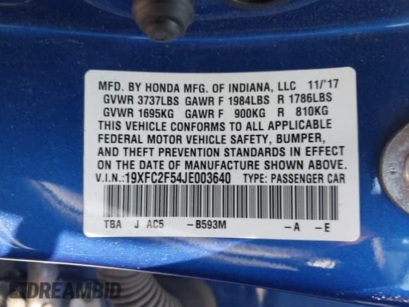 ✅ 2018 Honda Civic LX • VIN: 19XFC2F54JE003640 • Лот: 42564336. Опубликован ранее на IAAI с пробегом 115 805 миль. Бесплатный доступ к архиву аукционных продаж из США и подробный отчёт об истории автомобиля на DreamBid. Изображение 9.