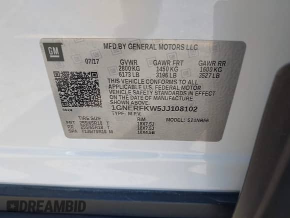 2018 Chevrolet Traverse LS с VIN 1GNERFKW5JJ108102, выставлен на аукционе IAAI как лот 43472222 с пробегом 35 160 миль миль и . История ставок и продаж доступна на DreamBid. Изображение 9.