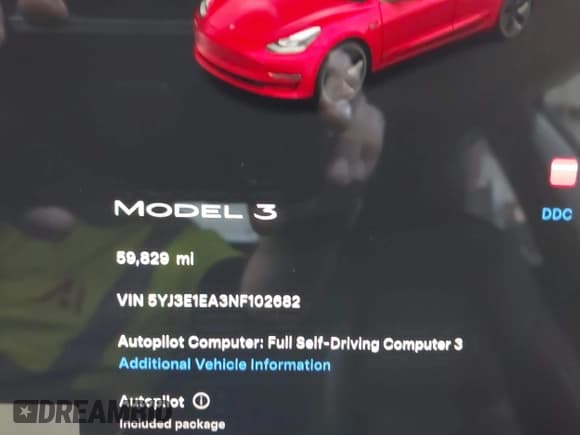 ✅ 2022 Tesla Model 3 • VIN: 5YJ3E1EA3NF102682 • Lot: 43798105. Wystawiony na IAAI z przebiegiem 59 829 mil. Bezpłatny archiwum sprzedaży aukcyjnych z USA i szczegółowy raport historii pojazdu na DreamBid. Zdjęcie 7.