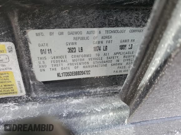 ✅ 2011 Chevrolet Aveo 1LT • VIN: KL1TD5DE0BB204722 • Lot: 45925565. Wystawiony na Copart z przebiegiem 112 182 mil. Bezpłatny archiwum sprzedaży aukcyjnych z USA i szczegółowy raport historii pojazdu na DreamBid. Zdjęcie 14.