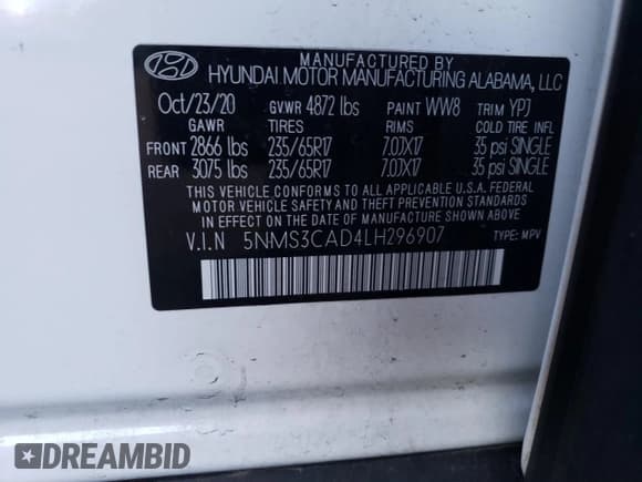 ✅ 2020 Hyundai Santa Fe SEL • VIN: 5NMS3CAD4LH296907 • Лот: 41057043. Опубликован ранее на Copart с пробегом 40 627 миль. Бесплатный доступ к архиву аукционных продаж из США и подробный отчёт об истории автомобиля на DreamBid. Изображение 15.