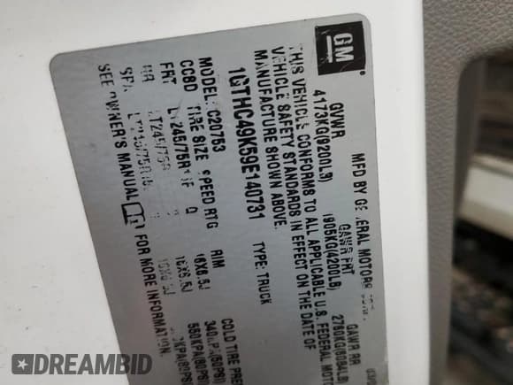 ✅ 2009 GMC Sierra 1500 • VIN: 1GTHC49K59E140731 • Лот: 85445764. Опубликован ранее на Copart с пробегом 245 081 миль. Бесплатный доступ к архиву аукционных продаж из США и подробный отчёт об истории автомобиля на DreamBid. Изображение 12.