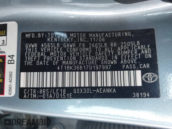 ✅ 2007 Toyota Avalon XL • VIN: 4T1BK36B17U197997 • Лот: 43111249. Опубликован ранее на IAAI с пробегом 303 478 миль. Бесплатный доступ к архиву аукционных продаж из США и подробный отчёт об истории автомобиля на DreamBid. Изображение 9.