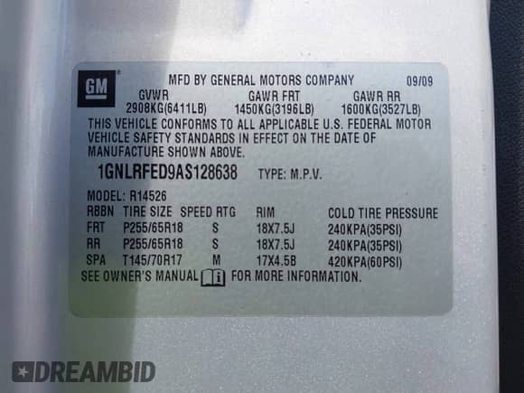 2010 Chevrolet Traverse 1LT с VIN 1GNLRFED9AS128638, выставлен на аукционе IAAI как лот 43179726 с пробегом 187 883 миль миль и . История ставок и продаж доступна на DreamBid. Изображение 9.