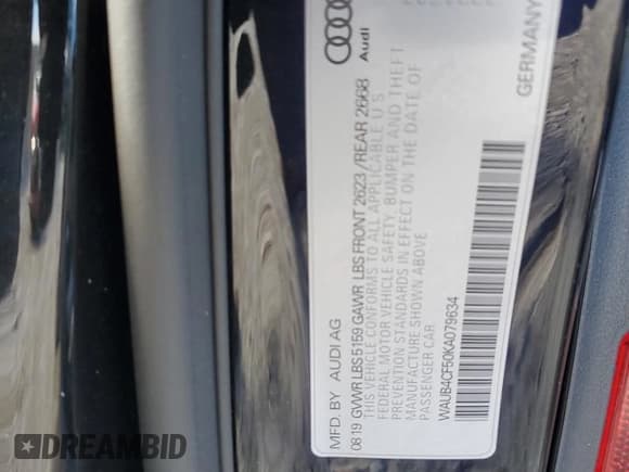 ✅ 2019 Audi S5 Sportback Premium Plus • VIN: WAUB4CF50KA079634 • Lot: 93440895. Wystawiony na Copart z przebiegiem Nie podano. Bezpłatny archiwum sprzedaży aukcyjnych z USA i szczegółowy raport historii pojazdu na DreamBid. Zdjęcie 12.