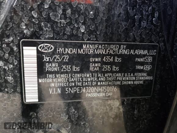 2022 Hyundai Sonata Sport с VIN 5NPEJ4J20NH150176, выставлен на аукционе Copart как лот 43824004 с пробегом 23 749 миль миль и Списание • Salvage title. История ставок и продаж доступна на DreamBid. Изображение 12.