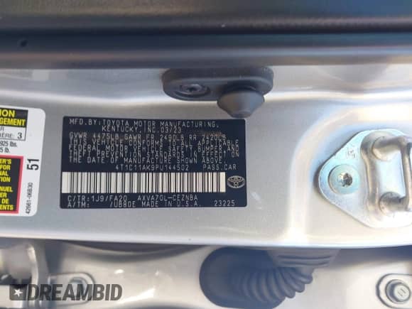 2023 Toyota Camry LE z VIN 4T1C11AK9PU144502, wystawiony jako IAAI lot #43307396 z przebiegiem 146 171 mil mil oraz . Historia ofert i sprzedaży dostępna na DreamBid. Obrazek 9.