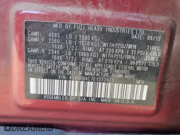 ✅ 2014 Subaru Outback 2.5i • VIN: 4S4BRBAC7E1232675 • Лот: 67422654. Опубликован ранее на Copart с пробегом 157 996 миль. Бесплатный доступ к архиву аукционных продаж из США и подробный отчёт об истории автомобиля на DreamBid. Изображение 15.