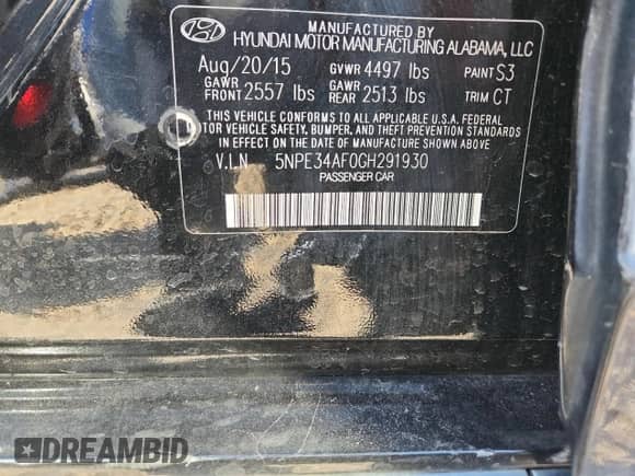 2016 Hyundai Sonata Sport with VIN 5NPE34AF0GH291930, listed as a Copart auction lot 81953825 with 133,681 mi miles and Salvage title. Bid and sale history available at DreamBid. Image 12.