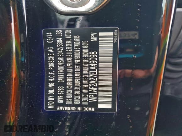 ✅ 2014 Porsche Cayenne Diesel • VIN: WP1AF2A27ELA49098 • Lot: 94094375. Listed on Copart with 73,838 mi. Free auction sales archive from the USA and detailed vehicle history report at DreamBid. Image 13.