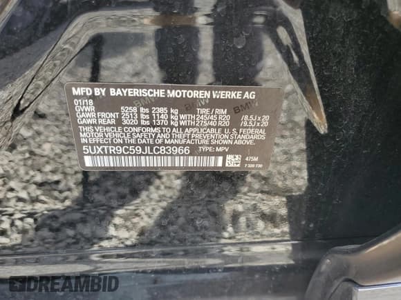 ✅ 2018 BMW X3 xDrive30i • VIN: 5UXTR9C59JLC83966 • Лот: 92632775. Опубликован ранее на Copart с пробегом 68 644 миль. Бесплатный доступ к архиву аукционных продаж из США и подробный отчёт об истории автомобиля на DreamBid. Изображение 14.