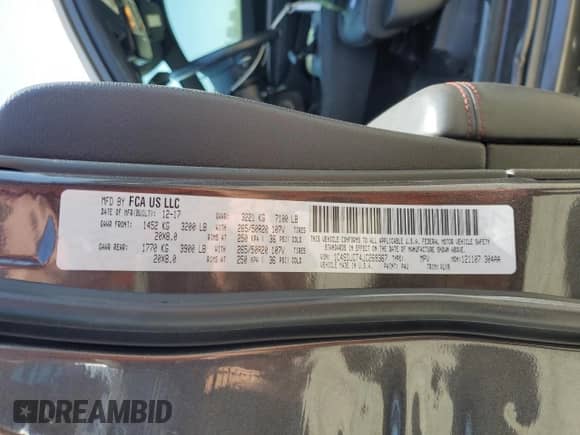 2018 Dodge Durango R/T with VIN 1C4SDJCT4JC269367, listed as a Copart auction lot 64676495 with 79,893 mi miles and Salvage title. Bid and sale history available at DreamBid. Image 13.