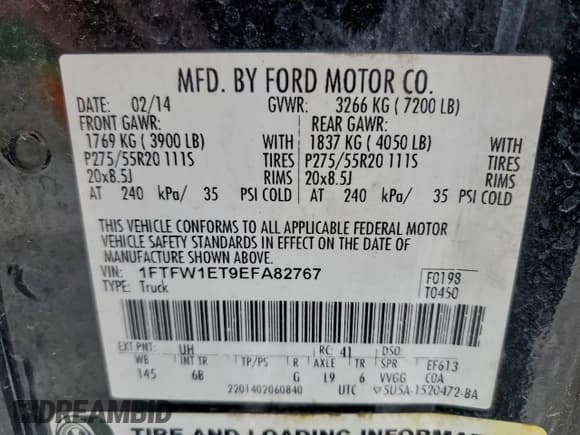 ✅ 2014 Ford F-150 Platinum • VIN: 1FTFW1ET9EFA82767 • Lot: 94850145. Wystawiony na Copart z przebiegiem 216 841 mil. Bezpłatny archiwum sprzedaży aukcyjnych z USA i szczegółowy raport historii pojazdu na DreamBid. Zdjęcie 12.