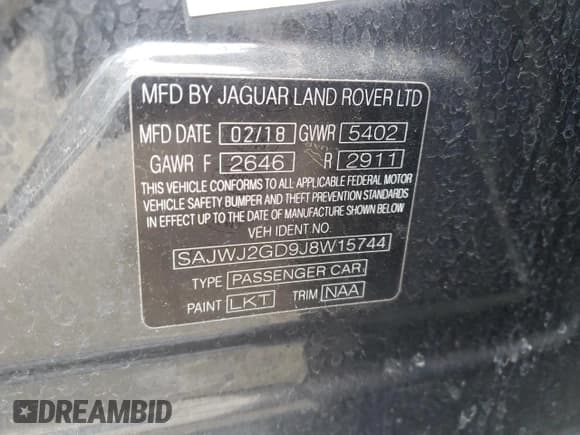✅ 2018 Jaguar XJ Portfolio • VIN: SAJWJ2GD9J8W15744 • Lot: 46645935. Wystawiony na Copart z przebiegiem 54 185 mil. Bezpłatny archiwum sprzedaży aukcyjnych z USA i szczegółowy raport historii pojazdu na DreamBid. Zdjęcie 12.