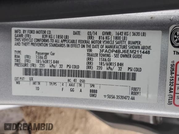 ✅ 2014 Ford Fiesta SE • VIN: 3FADP4BJ6EM211448 • Lot: 89680965. Wystawiony na Copart z przebiegiem 121 884 mil. Bezpłatny archiwum sprzedaży aukcyjnych z USA i szczegółowy raport historii pojazdu na DreamBid. Zdjęcie 12.