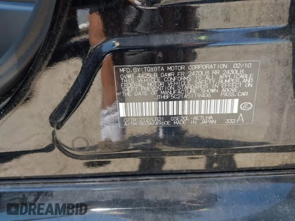 ✅ 2010 Lexus IS 250 • VIN: JTHBF5C21A5119406 • Лот: 42848158. Опубликован ранее на IAAI с пробегом 132 684 миль. Бесплатный доступ к архиву аукционных продаж из США и подробный отчёт об истории автомобиля на DreamBid. Изображение 9.