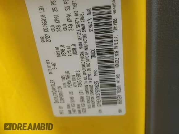 ✅ 2007 Dodge Dakota SLT • VIN: 1D7HE42K37S270225 • Лот: 80481754. Размещён на Copart с пробегом 125 907 миль миль. Получите бесплатный доступ к архиву аукционных продаж из США и посмотрите подробный отчёт об истории автомобиля на DreamBid. Изображение 14.