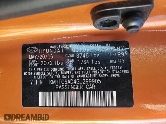 2016 Hyundai Veloster с VIN KMHTC6AD4GU299905, выставлен на аукционе Copart как лот 70453733 с пробегом 72 665 миль миль и . История ставок и продаж доступна на DreamBid. Изображение 12.