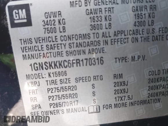 ✅ 2015 Chevrolet Suburban LTZ • VIN: 1GNSKKKC6FR170316 • Lot: 43463338. Wystawiony na IAAI z przebiegiem 170 220 mil. Bezpłatny archiwum sprzedaży aukcyjnych z USA i szczegółowy raport historii pojazdu na DreamBid. Zdjęcie 9.