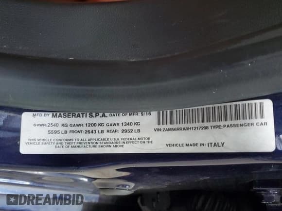 ✅ 2017 Maserati Quattroporte S Q4 • VIN: ZAM56RRA8H1217298 • Lot: 87057145. Wystawiony na Copart z przebiegiem 118 840 mil. Bezpłatny archiwum sprzedaży aukcyjnych z USA i szczegółowy raport historii pojazdu na DreamBid. Zdjęcie 12.