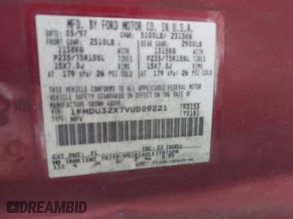 ✅ 1997 Ford Explorer XL • VIN: 1FMDU32X7VUD09221 • Lot: 42383087. Wystawiony na IAAI z przebiegiem 193 616 mil. Bezpłatny archiwum sprzedaży aukcyjnych z USA i szczegółowy raport historii pojazdu na DreamBid. Zdjęcie 9.