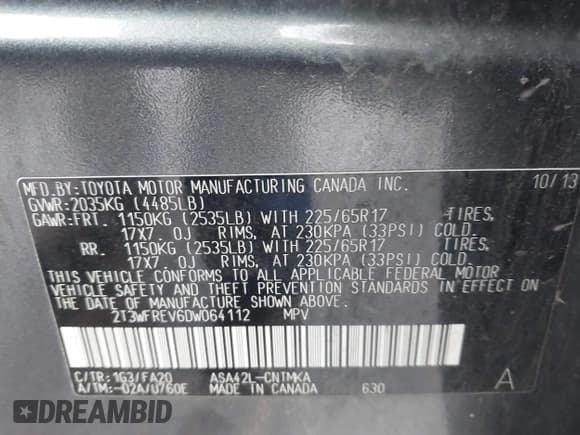 ✅ 2013 Toyota RAV4 XLE • VIN: 2T3WFREV6DW064112 • Lot: 43396681. Wystawiony na IAAI z przebiegiem 180 577 mil. Bezpłatny archiwum sprzedaży aukcyjnych z USA i szczegółowy raport historii pojazdu na DreamBid. Zdjęcie 9.