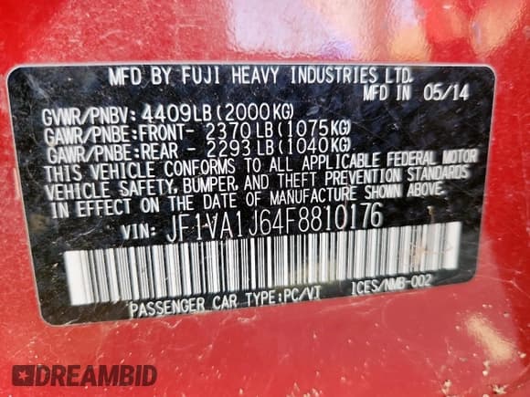 ✅ 2015 Subaru WRX Limited • VIN: JF1VA1J64F8810176 • Lot: 92431525. Wystawiony na Copart z przebiegiem 87 253 mil. Bezpłatny archiwum sprzedaży aukcyjnych z USA i szczegółowy raport historii pojazdu na DreamBid. Zdjęcie 12.