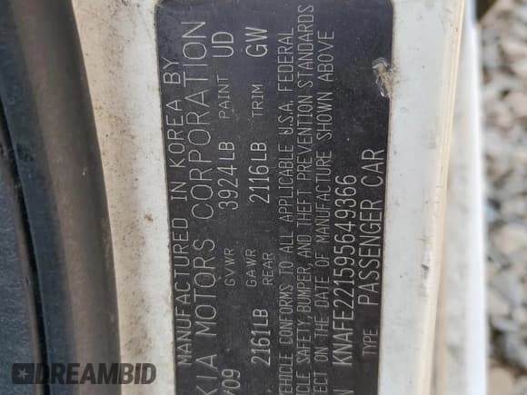 ✅ 2009 Kia Spectra EX • VIN: KNAFE221595649366 • Lot: 59861535. Wystawiony na Copart z przebiegiem 239 893 mil. Bezpłatny archiwum sprzedaży aukcyjnych z USA i szczegółowy raport historii pojazdu na DreamBid. Zdjęcie 12.