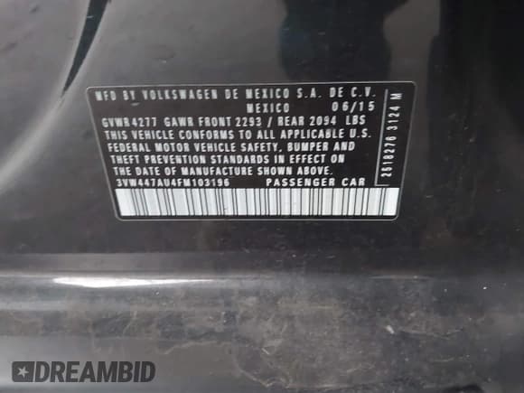 ✅ 2015 Volkswagen Golf GTI S • VIN: 3VW447AU4FM103196 • Lot: 43316897. Listed on IAAI with 124,263 mi. Free auction sales archive from the USA and detailed vehicle history report at DreamBid. Image 9.