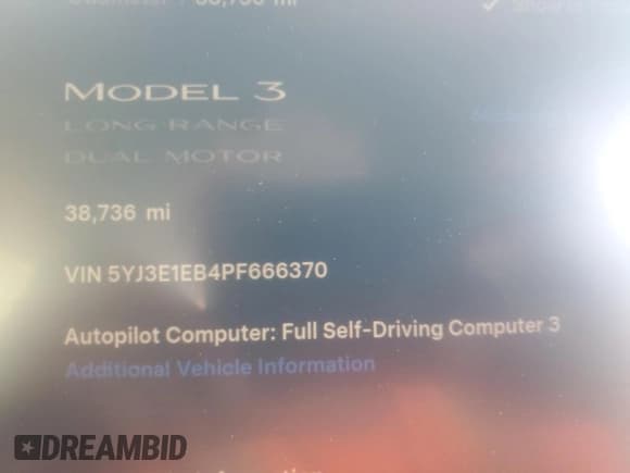 ✅ 2023 Tesla Model 3 Long Range • VIN: 5YJ3E1EB4PF666370 • Lot: 91046595. Wystawiony na Copart z przebiegiem 38 736 mil. Bezpłatny archiwum sprzedaży aukcyjnych z USA i szczegółowy raport historii pojazdu na DreamBid. Zdjęcie 9.