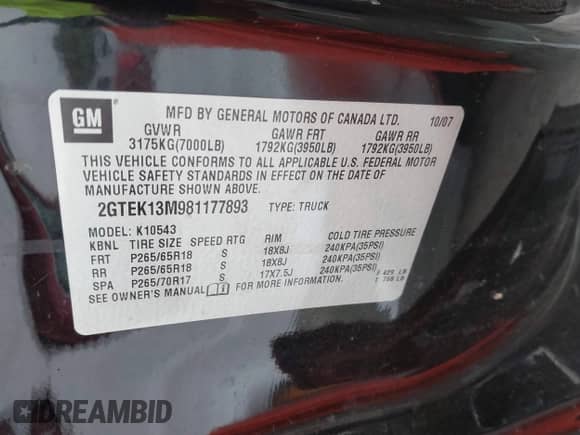 ✅ 2008 GMC Sierra 1500 SLT • VIN: 2GTEK13M981177893 • Lot: 41959146. Listed on IAAI with 228,388 mi. Free auction sales archive from the USA and detailed vehicle history report at DreamBid. Image 9.
