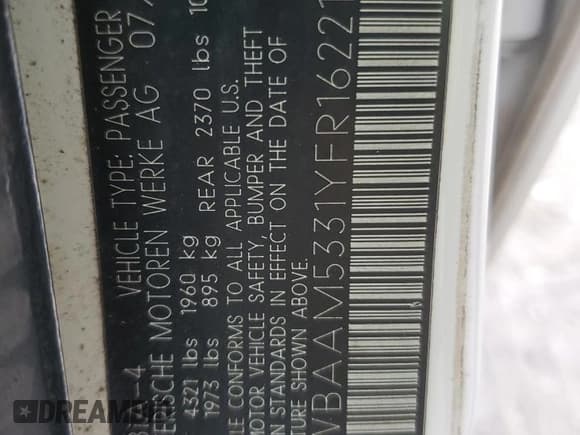 ✅ 2000 BMW 3 Series 328i • VIN: WBAAM5331YFR16221 • Lot: 85946995. Listed on Copart with 127,009 mi. Free auction sales archive from the USA and detailed vehicle history report at DreamBid. Image 12.