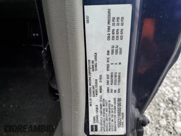 ✅ 2008 Isuzu i-Series S • VIN: 1GGCS199888700780 • Lot: 52463685. Listed on Copart with 125,148 mi. Free auction sales archive from the USA and detailed vehicle history report at DreamBid. Image 14.