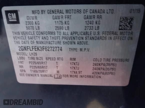 ✅ 2015 Chevrolet Equinox LT • VIN: 2GNFLFEK3F6272774 • Lot: 43802940. Wystawiony na IAAI z przebiegiem 104 200 mil. Bezpłatny archiwum sprzedaży aukcyjnych z USA i szczegółowy raport historii pojazdu na DreamBid. Zdjęcie 9.