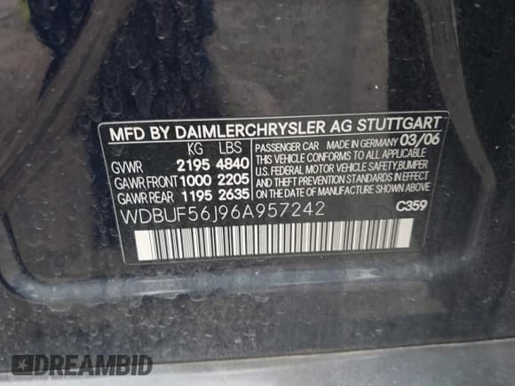 ✅ 2006 Mercedes-Benz E 350 • VIN: WDBUF56J96A957242 • Lot: 42887467. Wystawiony na IAAI z przebiegiem 189 830 mil. Bezpłatny archiwum sprzedaży aukcyjnych z USA i szczegółowy raport historii pojazdu na DreamBid. Zdjęcie 9.