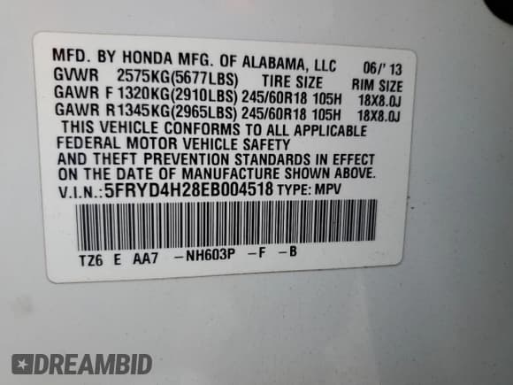 ✅ 2014 Acura MDX • VIN: 5FRYD4H28EB004518 • Лот: 69288675. Опубликован ранее на Copart с пробегом 112 002 миль. Бесплатный доступ к архиву аукционных продаж из США и подробный отчёт об истории автомобиля на DreamBid. Изображение 13.