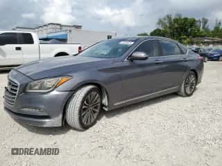 2016 Hyundai Genesis 3.8L z VIN KMHGN4JEXGU118069, wystawiony jako Copart lot #73530524 z przebiegiem 119 111 mil mil oraz Szkoda całkowita • Salvage title. Historia ofert i sprzedaży dostępna na DreamBid. Obrazek 1.