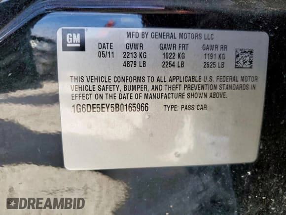 ✅ 2011 Cadillac CTS Luxury • VIN: 1G6DE5EY5B0165966 • Lot: 84026705. Listed on Copart with 195,154 mi. Free auction sales archive from the USA and detailed vehicle history report at DreamBid. Image 12.