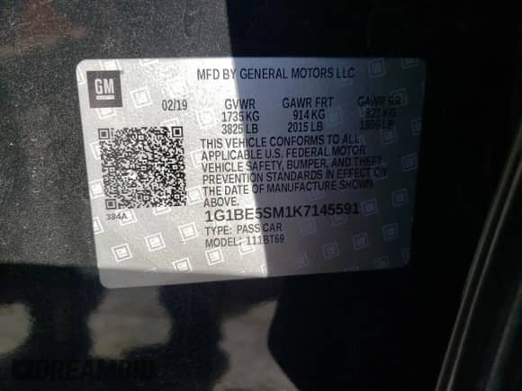✅ 2019 Chevrolet Cruze LT • VIN: 1G1BE5SM1K7145591 • Лот: 64606262. Размещён на Copart с пробегом 76 167 миль миль. Получите бесплатный доступ к архиву аукционных продаж из США и посмотрите подробный отчёт об истории автомобиля на DreamBid. Изображение 10.