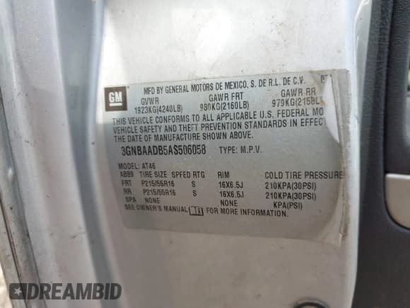 ✅ 2010 Chevrolet HHR LS • VIN: 3GNBAADB5AS506058 • Lot: 41918974. Listed on IAAI with 299,534 mi. Free auction sales archive from the USA and detailed vehicle history report at DreamBid. Image 9.